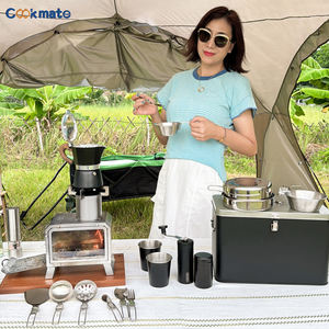 ماكينة صنع القهوة في الهواء الطلق مع غلاية وعاء موكا ، أواني تخييم ، تخييم مع موقد قابل للطي للخارج الكل في صندوق - Product Image 2