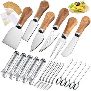 FLYWOD Kitchen Suppliers Mini Serving Tongs Spoons Forks Cheese Knives Spreader Knife Set Stainless Steel Cheese Knife Set