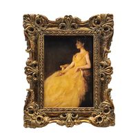 Bingkai Foto Ukuran Dompet Vintage Kecil 2.5x3.5 Bingkai Foto Antik Resin Mini dengan Kaca untuk Pajangan Dinding Rumah Dekorasi Retro