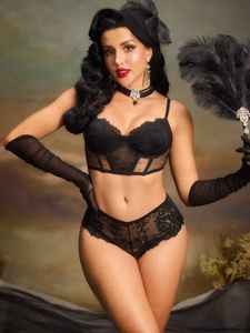 متوفر الآن طقم لانجري مثير جديد لعام 2025 مكون من 3 قطع مع حمالة صدر وملابس داخلية شفافة من الشبك وسروال داخلي وطقم تيدي - Product Image 3