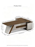 Bureau de direction moderne en forme de L, bureau de patron de luxe avec armoire latérale, table d'ordinateur pour bureau à domicile