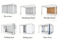 Pergola rétractable au design épuré en aluminium pour extérieur, avec toit à lames motorisé, réglable électroniquement et personnalisable, pour l'extérieur