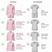 Ensemble d'uniformes médicaux longs pour femmes OEM, avec poche zippée et couture princesse, blouse d'infirmière modeste pour hôpital, clinique, laboratoire, pour femmes musulmanes