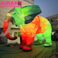 Décoration de fête : éléphant gonflable LED pour éclairage nocturne
