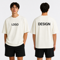 T-shirt unisexe col rond 260 GSM en coton épais 100 %, impression logo personnalisée, épaules tombantes, tee-shirt vierge à manches courtes, tendance