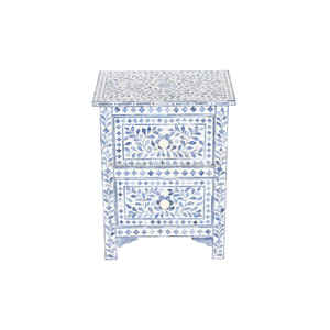 Mesa con incrustaciones de hueso de Color azul cielo superior y moderna con 2 cajones, muebles de madera para uso doméstico para sala de estar, utensilios de cocina - Product Image 3