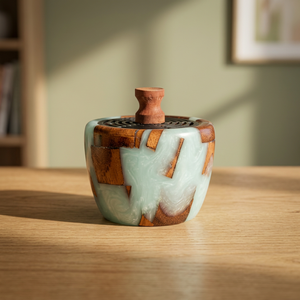 Quemador de Incienso Artesanal de Madera con Incrustaciones de Resina, Difusor Aromático, Soporte Decorativo para Todas las Estaciones, Material de Sándalo, Decoración para el Hogar, Mubkharah - Product Image 1