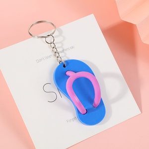 Porte-clés promotionnel personnalisé en PVC souple 3D, mini tongs mignonnes, breloques pour porte-clés - Product Image 2