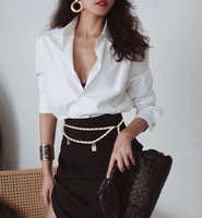 Chaîne de taille tressée tendance pour femme, style vintage, double couche, réglable, en PU et alliage, ceinture décorative pour robe et pendentif de sac