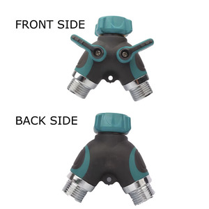 Adaptateur en Y pour robinet d'eau extérieur à 2 sorties avec vannes, raccord rapide 2 voies, distributeur de tuyau en Y à 2 voies, OEM - Product Image 3
