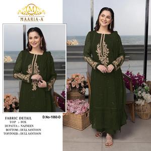 Exportation de qualité semi-point de broderie séquence de travail costume pakistanais avec Dupatta pour les femmes de l'Inde - Product Image 4