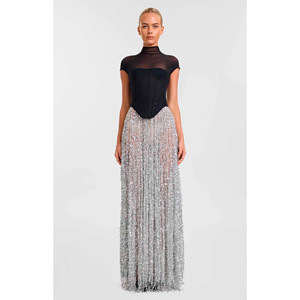 Auza Corset <b>Top</b> <b>Silver</b> Fringe Skirt Dress - Product Image 3