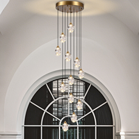 Lustre en cristal en spirale moderne pour salon de villa, hall d'hôtel, éclairage d'escalier pour plafond haut