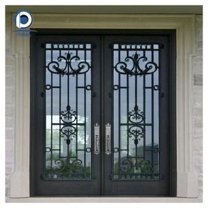 Porte d'entrée moderne simple ou double en fer forgé, design minimaliste en acier et verre sur mesure - Fabricant <span class=keywords><strong>de</strong></span> portes d'entrée contemporaines - Product Image 4