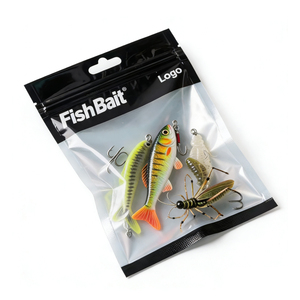 Custom Printed PE Moisture Proof Fishing Lure Packaging <b>Bags</b> with Clear Window Resealable <b>Zip</b> Lock Side Gusset Hanging Hole - Product Image 6