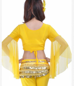 Tops de manga de mariposa de malla Ropa de danza del vientre en Tops de encaje Ropa de actuación Top de vientre - Product Image 6