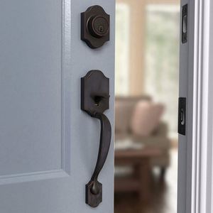 WEKIS Vintage Waterproof Single Cylinder Deadbolt <b>Handle</b> Set Lever Door <b>Lock</b> Iron Black Finish Reversible for Right/Left - Product Image 6