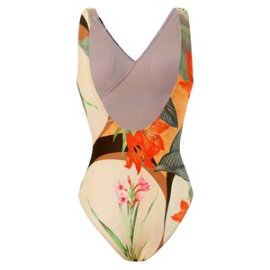 Costume da Bagno Intero Personalizzato da Donna con Stampa Floreale, Controllo Pancia, Reggiseno Push-up, Taglio Alto, Stile da Spiaggia - Product Image 4