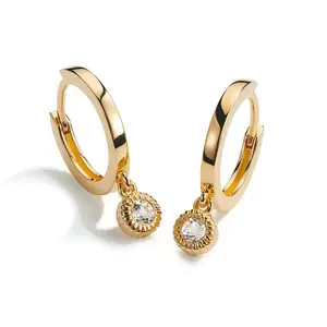 Gemnel high-quality long-lasting 18K solid gold layered over sterling silver crystal charm ladies earring