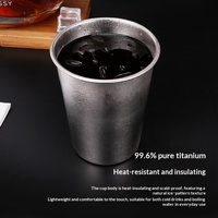 Gobelet à bière en titane pur HL, gobelet à jus, gobelet à boisson, tasse en métal de qualité alimentaire, portable, 350 ml, à paroi simple, pour la maison, les fêtes et le camping