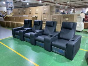 VIP高級ファーストクラスデザインブラックレザーリクライニングシネマソファ4人用シアター家具ヴィラメディアシアター映画席 - Product Image 2