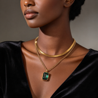 Collier pendentif en moissanite VVS1 verte taille radiant S925, chaîne serpent double couche, empilable, bijou vintage tendance, cadeau pour fête