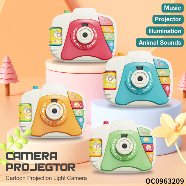 Preschool Kids Montessori Educational Toy Creative Cartoon Projector Camera Toys with Music