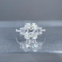 Bague de fiançailles MuShan en argent sterling 925 plaqué or 18 carats avec moissanite VVS, modèle solitaire, breveté MST