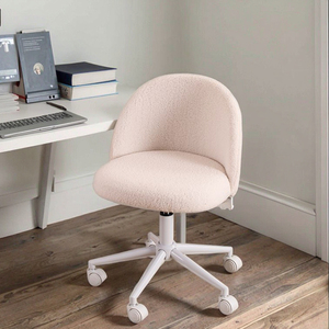 Hiện đại đương đại màu be nhung xoay Ghế văn phòng thoải mái lăn ghế nhiệm vụ cơ sở màu trắng mềm sang trọng bọc Ergonomic - Product Image 4