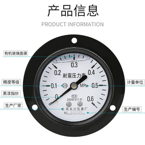 เกจวัดแรงดันแกนเทียนชวน รุ่น YN-60ZT ตัวเรือนสีดำ วัสดุเหล็กกล้าคาร์บอน แบบเชื่อมต่อแบบเรเดียล - Product Image 4