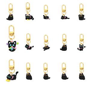 Porte-clés chat noir mignon en PVC, pendentif animal de dessin animé en résine souple, breloque de sac, porte-clés pour femmes et filles, cadeau souvenir esthétique, vente en gros - Product Image 6