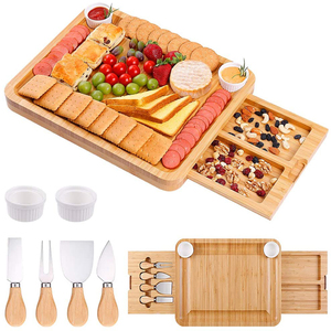 Útil <span class=keywords><strong>embutidos</strong></span> bandeja de queso Junta regalos de Navidad de cortadora de queso con doble cajón de la cubertería - Product Image 1