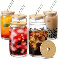 Canette de bière transparente TANGIBLE 20oz en verre avec couvercle en bambou et paille en acier inoxydable, style américain, ÉCOLOGIQUE, pour le vin – Meilleures ventes