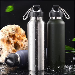 Botella termal de agua deportiva de acero inoxidable de doble pared de 1000 ml con tapa de mosquetón con asa - Product Image 2
