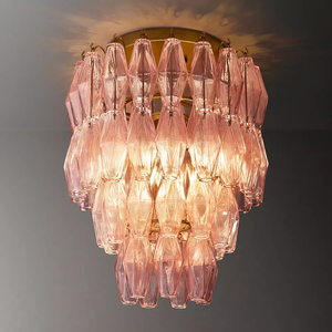 Plafonnier en verre facetté Iron Blush, cascade à plusieurs niveaux, pour hôtel, villa, hall, salon, Art Déco, homologué UL, LED E12 - Product Image 1