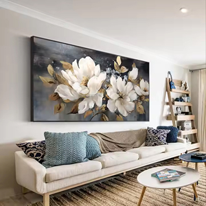 Tranh sơn dầu vải bố hoa văn hiện đại, phong cách nhẹ nhàng sang trọng, vẽ tay, làm nền tường phòng khách, trang trí hoa cho ghế sofa - Product Image 5
