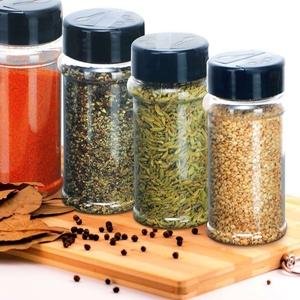 Frascos de Plástico para Especias con Tapa Negra de 100 ml, Tamaño Pequeño, en Caja - Product Image 1