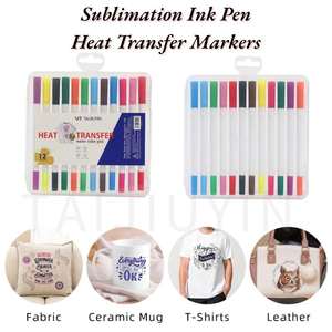 Ensemble de stylos à encre <span class=keywords><strong>infusible</strong></span> à double pointe professionnels de 12 couleurs pour <span class=keywords><strong>marqueurs</strong></span> de sublimation Cricut pour presse à tasses, transfert thermique sur t-shirts, dessin - Product Image 6
