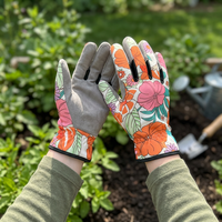 Gants de jardinage colorés à motifs floraux, doigts entiers, dos en tissu imprimé, paume grise, protection UV, pour cyclisme, sport, jardinage, unisexe, usage domestique