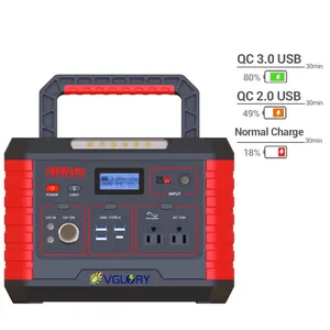 Gerador de bateria de lítio, 300w 500w portátil 220v 110v gerador de onda senoidal solar viagem ao ar livre estações de energia