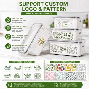 Custom Food Storage <b>Container</b> with Drain Basket and Airtight Lid for <b>Refrigerator</b> Fruit & Vegetable Organizer - Product Image 5