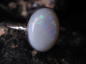 Australian Solid <b>Opal</b> 11x8mm Bezel Setting Wedding <b>Ring</b>-<b>Silver</b>-October Birthstone-5US Size-Handmade Jewelry Gift - Product Image 5