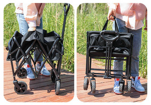 Custom 5 Inch PVC Wheel Portable Adjustable Collapsible Folding Outdoor Garden <b>Trolley</b> Beach Picnic <b>Foldable</b> Camping Wagon Cart - Product Image 6