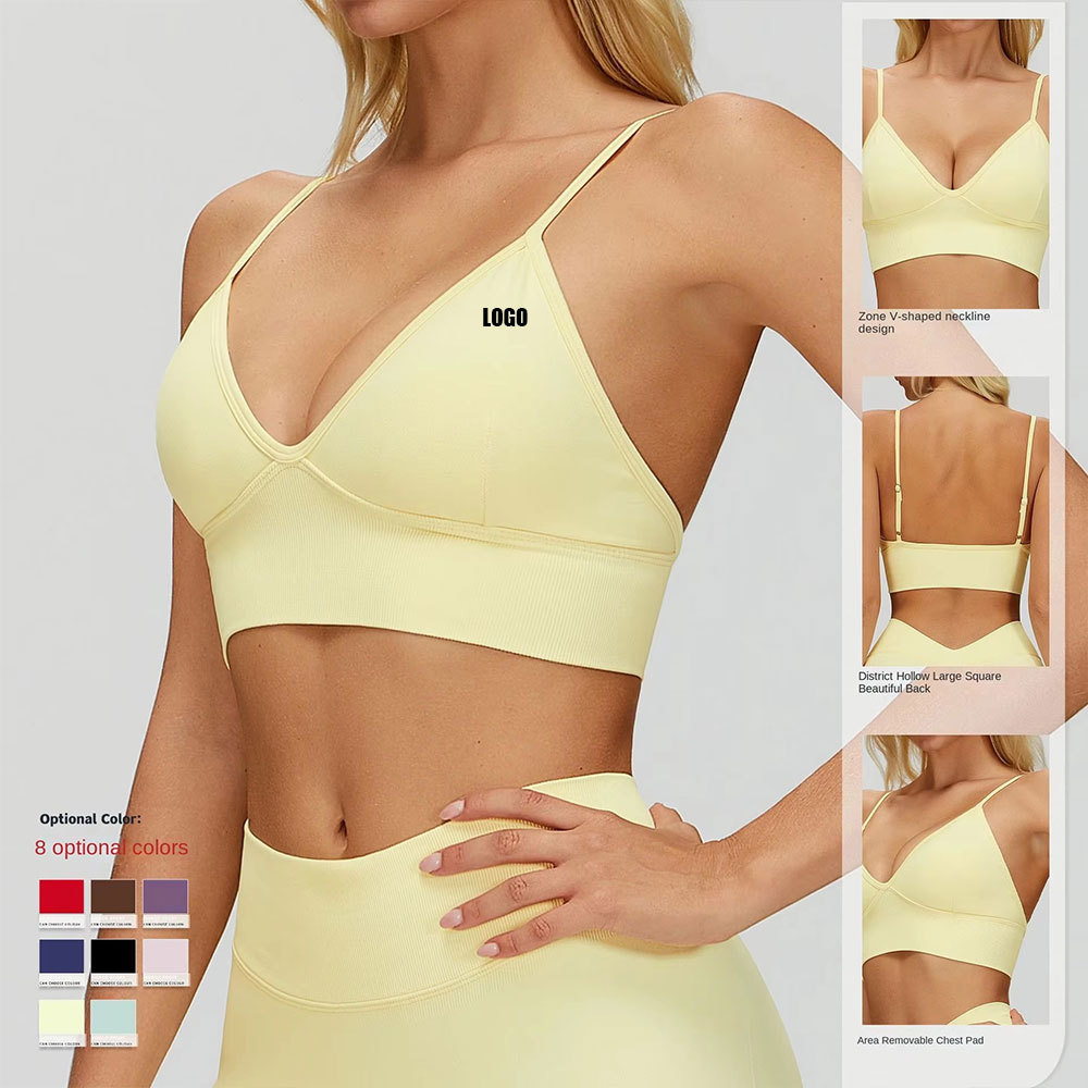 Wholesale Custom Logo Running Plus Size Bra Quick-Drying Seamless Adjustable Strap Sport Bras Sexy Backless Women Yoga Bra