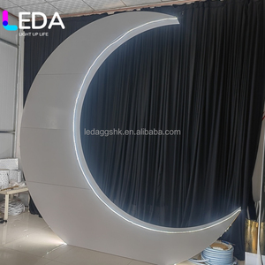 LEDA Moon Shape Metal <b>Backdrop</b> Custom Wedding Stage Prop for Venue Party Decoration - Product Image 6