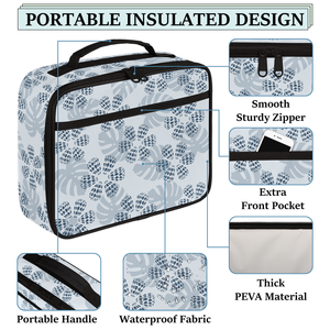 Nueva Bolsa de Almuerzo Personalizada con Diseño Tropical Hawaiano de Palmeras y Monstera, Tejido de Sarga Compuesta, Impermeable, Duradera y Aislada - Product Image 6