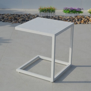 Mesa lateral impermeable de aluminio con recubrimiento de polvo blanco moderno, tumbona para piscina al aire libre - Product Image 2