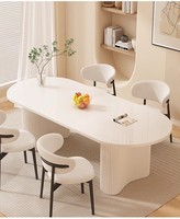 Ensembles de tables à manger modernes et durables, style contemporain, en pierre frittée et céramique, avec base en bois, meubles de salle à manger polyvalents pour la maison, le bureau et l'entrée.