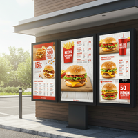 Panneaux de menu numériques extérieurs MWE 55 pouces, signalétique LCD résistante aux intempéries, solution publicitaire de nouvelle génération pour les drive-thru, animation