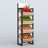Supermarkt Desain Rak Buah Houten Planken Winkel Fruit Display Stand Modern Design Groenterekken Plank